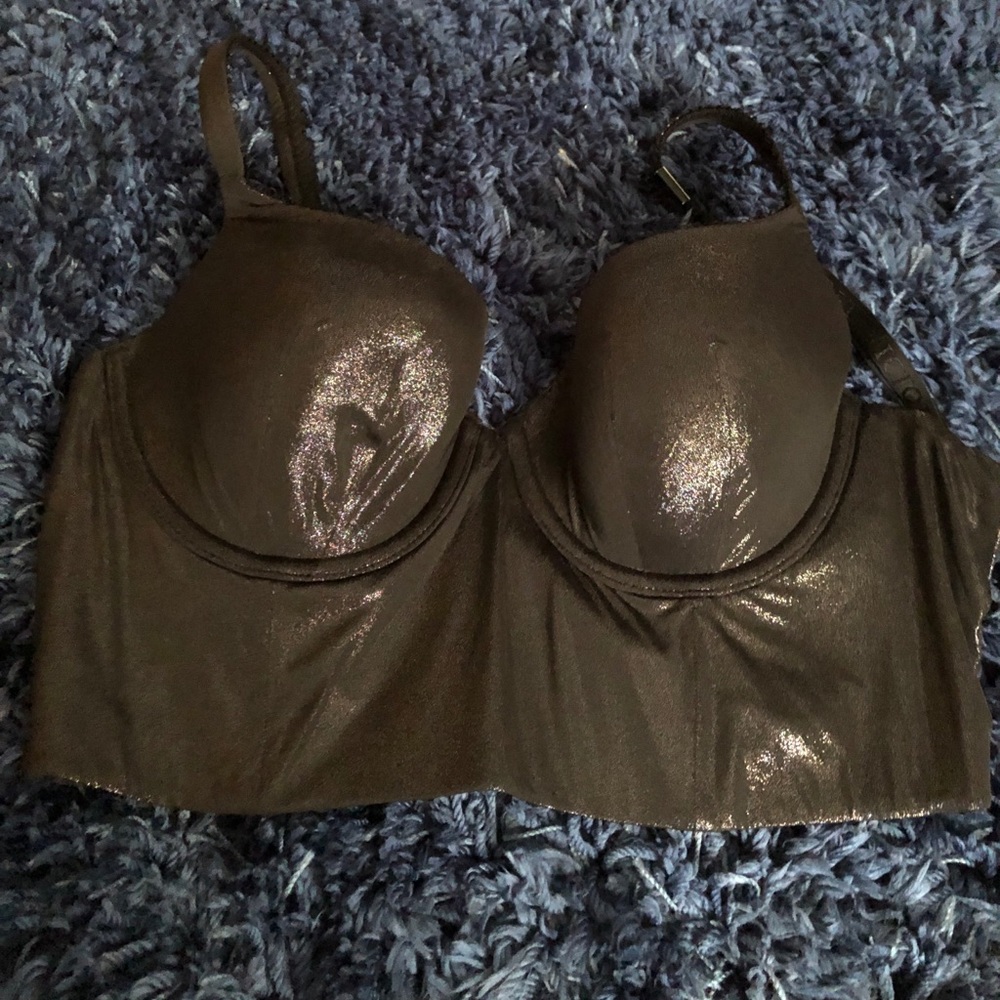 black sparkly longline bra